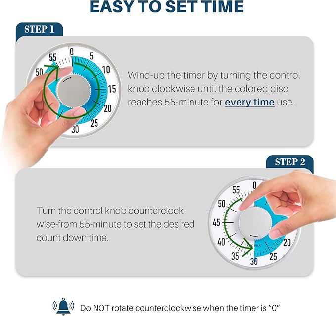 Secura 60-Minute Visual Timer 6-Inch Mechanical Countdown Timers - Image 2
