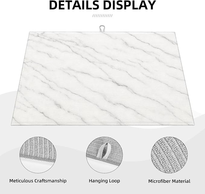 Marble White Dish Drying Mats for Kitchen Counter, Large 18"x24" Dish Mats for - Image 4