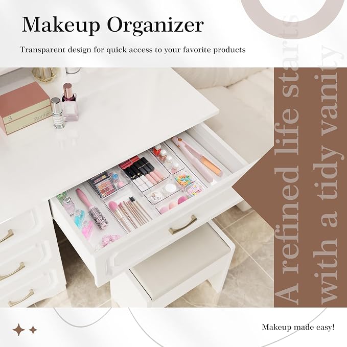 Criusia 11 PCS Clear Plastic Drawer Organizer Set - Image 5