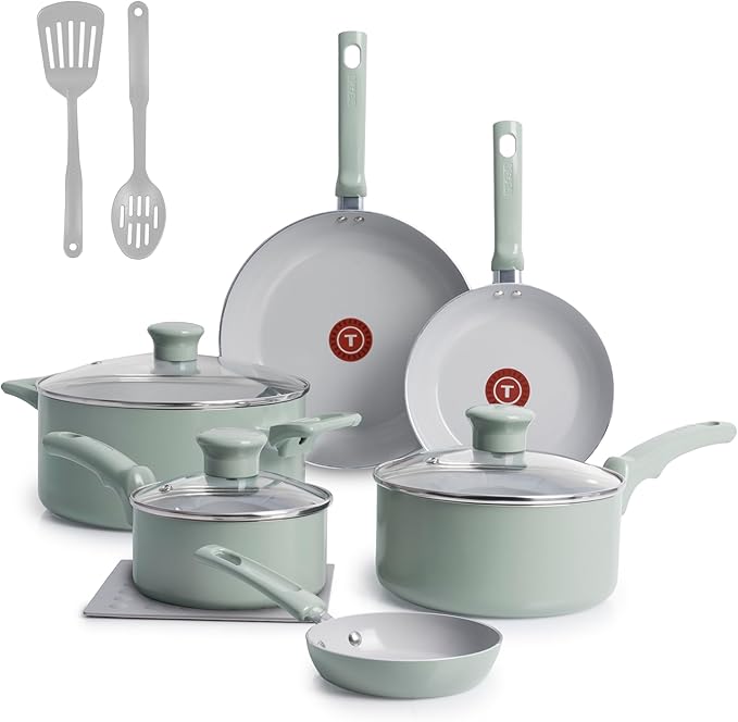 T-Fal Refresh Ceramic Nonstick Cookware Set, Oven Safe Up to 350ºF, Includes by T-falbrand