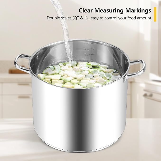 Homikit 16 Quart Stainless Steel Stock Pot, Large Sauce Soup Pot - Image 3