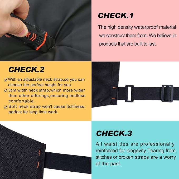 Waterproof Apron for Men and Women, Durable Heavy Duty Extra Long Adjustable - Image 5