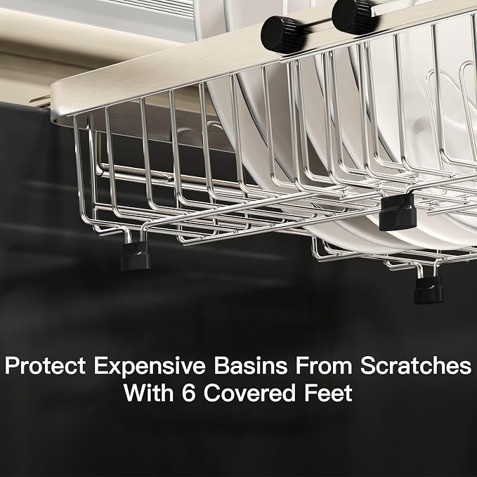 MAJALiS Dish Drying Rack Over The Sink, Expandable Stainless Steel Dish Drainer - Image 8