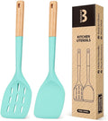 Pack of 2 Silicone Spatula, Non Stick Cooking Utensil Set Stainless Steel by BADIANO