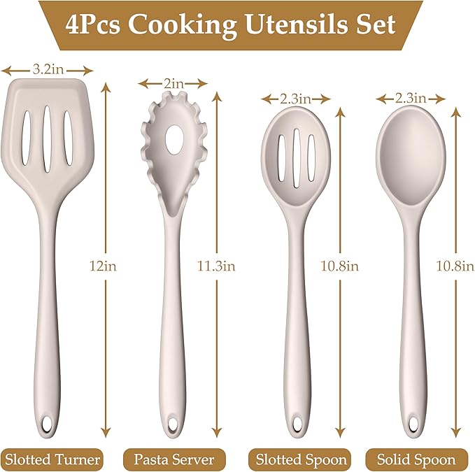 LIANYU 4Pcs Kitchen Utensils Set, Food-Grade Silicone Cooking Utensils - Image 2