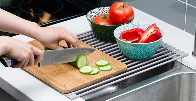 Surpahs 17.5 x 13.1 Inch Roll-Up Dish Drying Rack, Fits Across Sink Openings up - Image 6