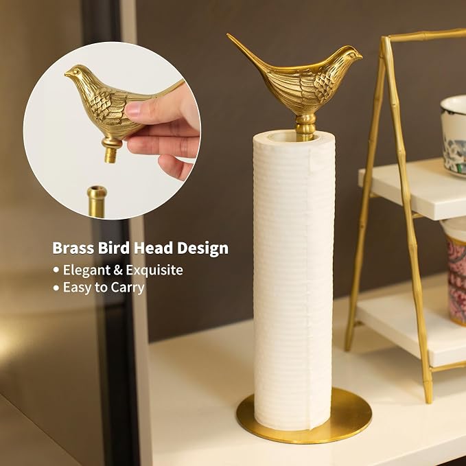 Luxurious Gold Paper Towel Holder Countertop, Brass Paper Towel Holder - Image 5