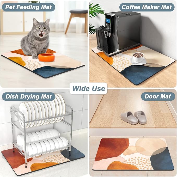 Rnivvi Coffee Mat, Hide Stain Rubber Backed Absorbent Dish Drying Pad - Image 7