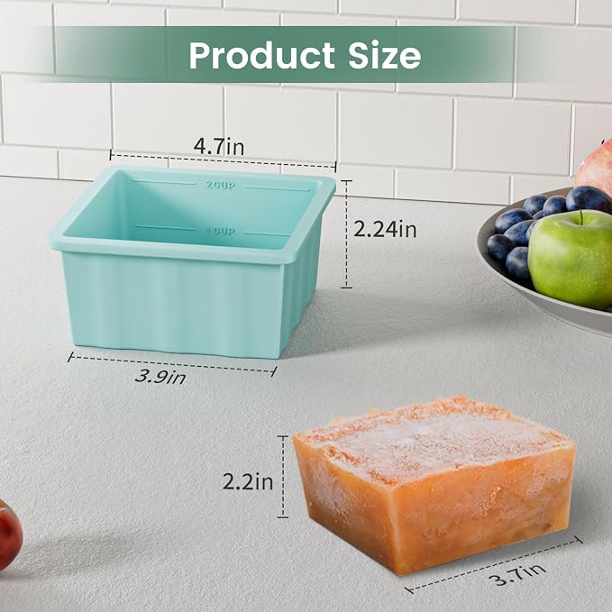 Silicone Freezer Tray for Soup Ice Cubes: 2-Cup Freezing Trays - Image 6
