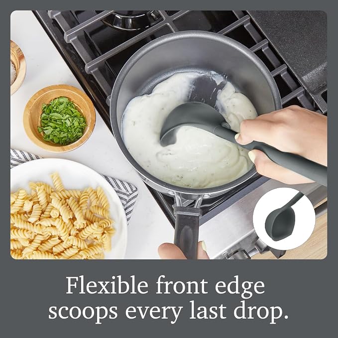 Tovolo Flex Core Silicone Ladle BPA Free Charcoal Gray Deep Silicone Soup Ladle - Image 3