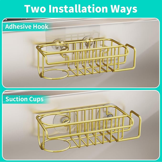 HapiRm Sponge Holder for Kitchen Sink, No Drill Kitchen Sink Caddy Organizer - Image 2
