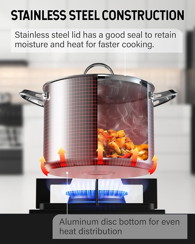 Cooks Standard 18/10 Stainless Steel Stockpot 8-Quart, Classic Deep Cooking Pot - Image 5