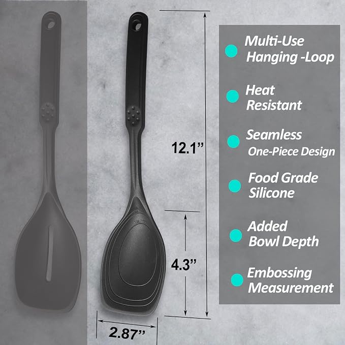 Large Silicone Cooking Spoon, Non-Stick Solid Spoon set - Image 2