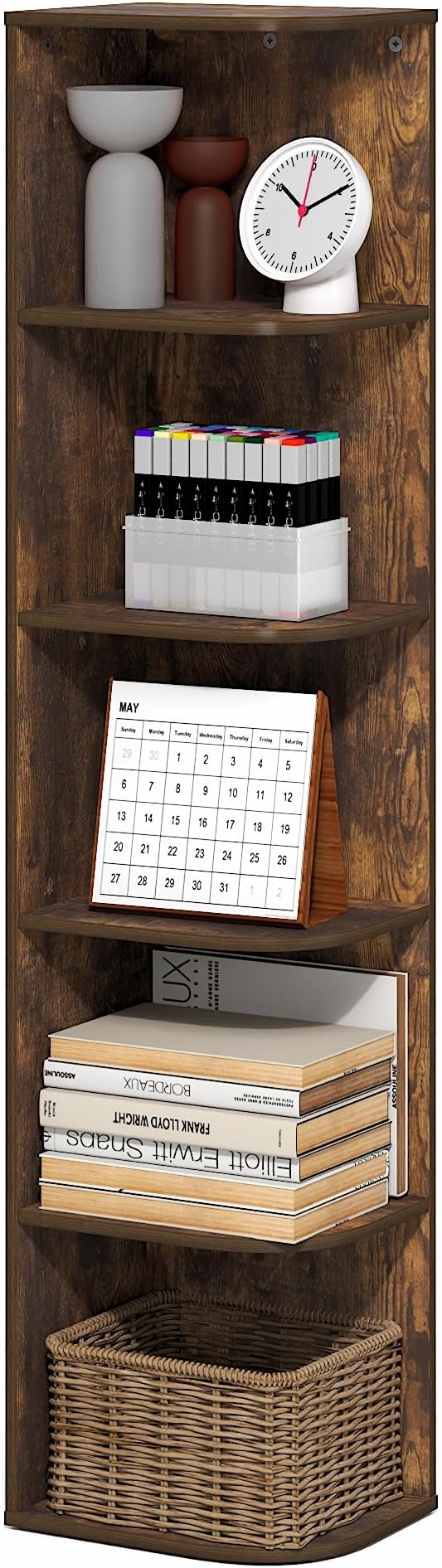 Furinno PASIR Book Shelf, 5-Tier Corner Bookshelf by Furinno-FitsYourSpaceFitsYourBudget