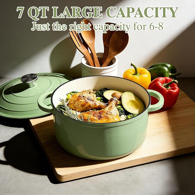 Umite Chef Enameled Cast Iron Dutch Oven-7QT Pot - Image 3