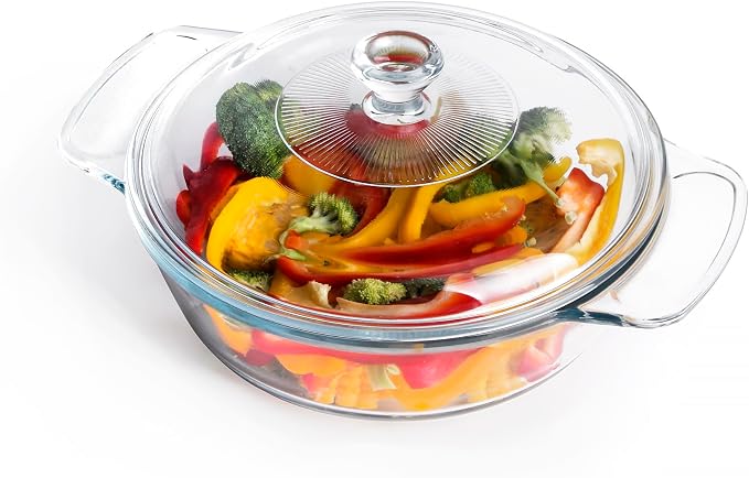 Clear Round Glass Casserole by HUSANMP
