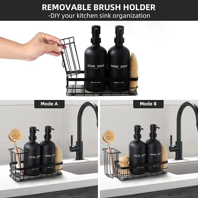 Dish Soap Dispenser for Kitchen, 16.9 fl oz Black Hand and Dish Soap Dispenser - Image 5