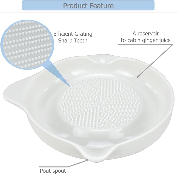 EIKS Ceramic Ginger Grater for Grinding Wasabi Fruits Vegetables Ginger Garlic - Image 4