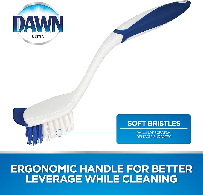 Dawn Dish Brush with Soft Nylon Bristles and Scraper - Image 4