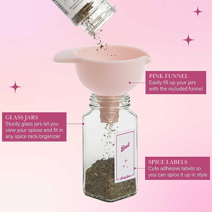 Paris Hilton Glass Spice Jar Storage Set, 4-Ounce Empty Spice Jars - Image 4