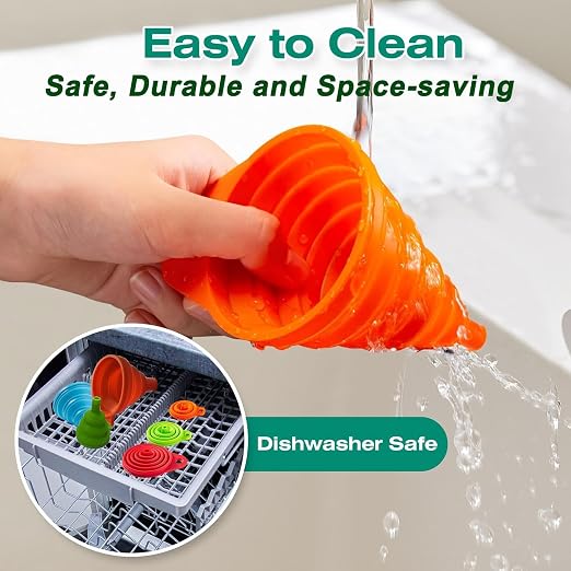 Kitchen Funnel Set of 3, Medium and Large, Kitchen Gadgets Accessories Foldable - Image 6