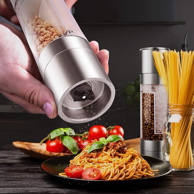 Mixoo Salt and Pepper Grinder - 2 in 1 Manual Stainless Steel Salt Pepper Mill - Image 7