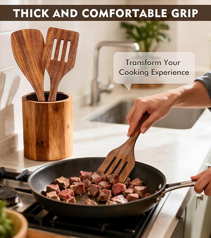 2Pcs Wooden Spatula, Acacia Wooden Spatula - Image 3