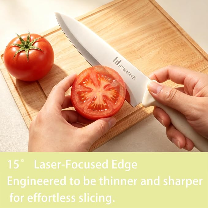 White Knife Set, Howashin 15 Pieces Kitchen Knife Set - Image 6