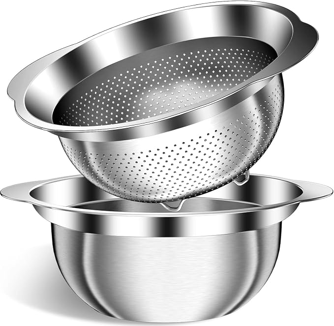 Stainless Steel Strainer with Mixing Bowl, Rice Washer, Colander by STOCKPOT