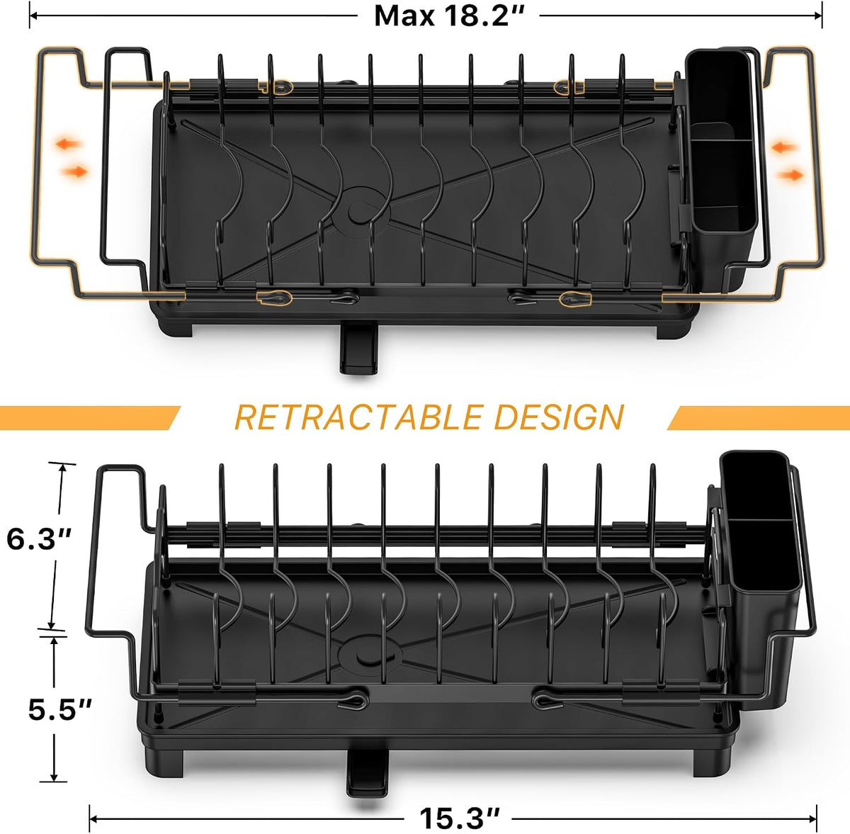 Small Dish Drying Rack - Expandable Dish Drying Rack with Drying Tray