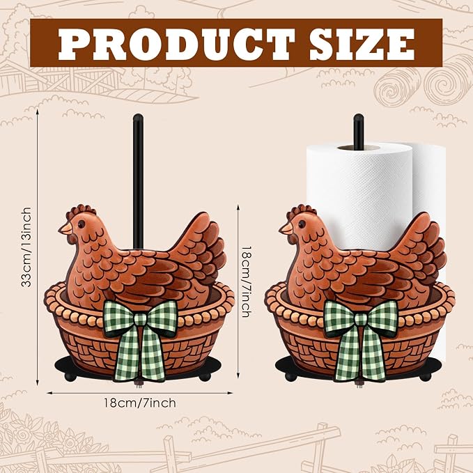 Hen Paper Towel Holder Black Metal Paper Towel Holder Large Decorative Tissue - Image 2