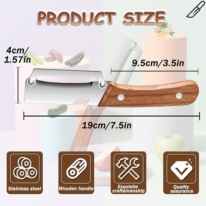 Premium Vegetable Peeler with Wooden Handle and Bottle Opener, Stainless Steel - Image 3