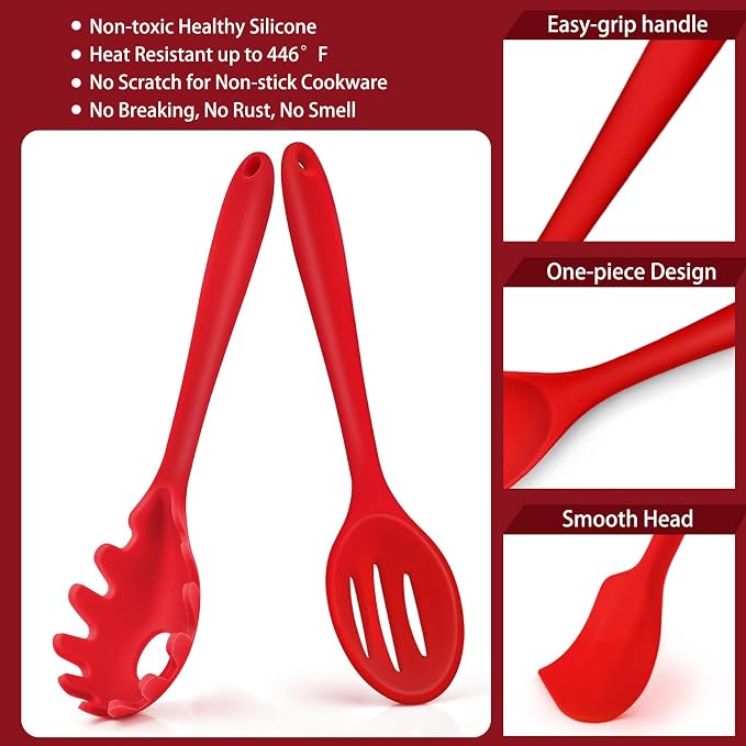 P&P CHEF Silicone Cooking Utensils Set of 7, Heat-proof Kitchen Utensils Set - Image 3