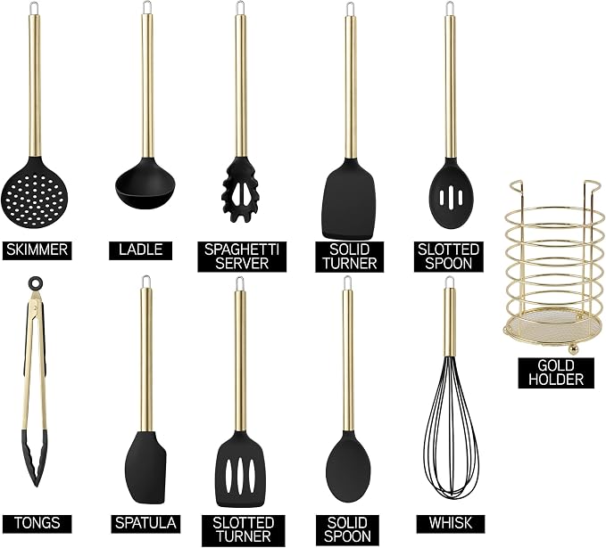 COOK WITH COLOR Silicone Cooking Utensils, Kitchen Utensil Set, Cooking Utensils - Image 2