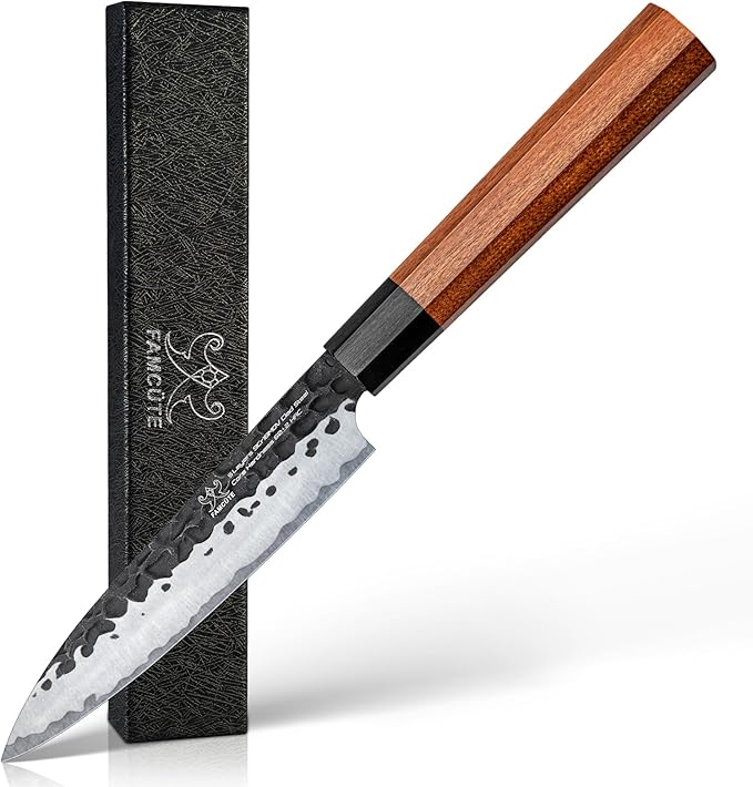 FAMCÜTE 5 inch Japanese Paring Knife, Hand Forged 5 Layers 9CR18MOV High Carbon by FAMC%C3%9CTE