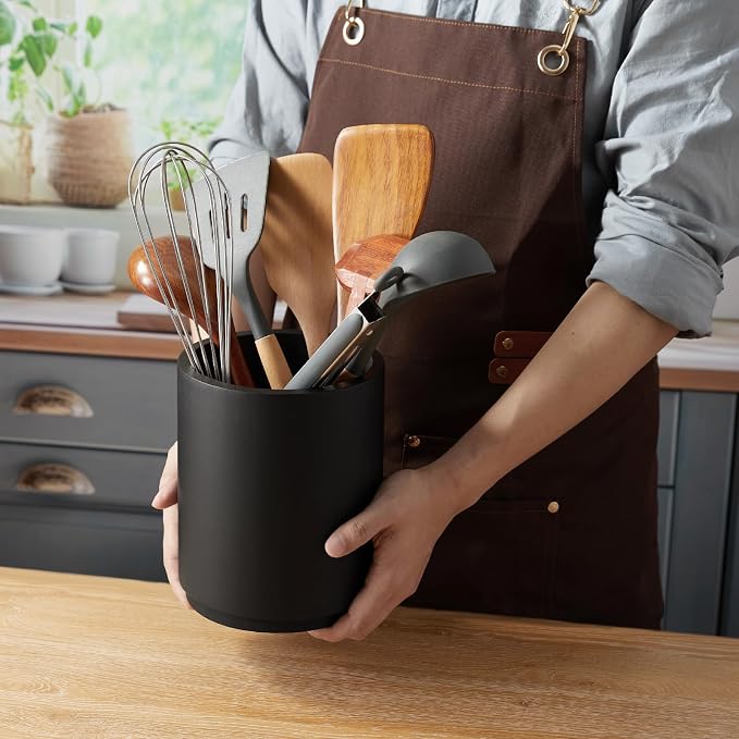 Bivvclaz Wooden Utensil Holder, 360°Rotating 7.2" Utensil Holder - Image 7