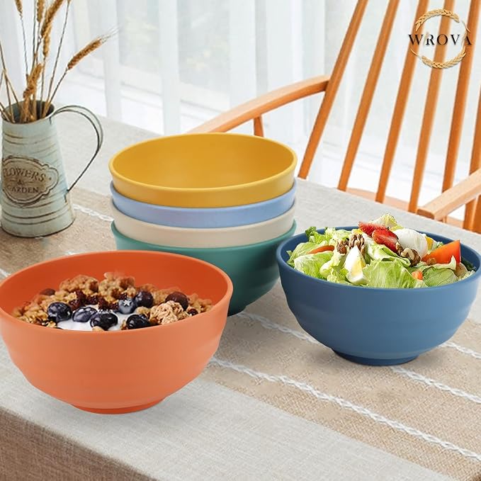 Wheat Straw Bowls Set 60 OZ Unbreakable Large Cereal Set of 6 - Image 7