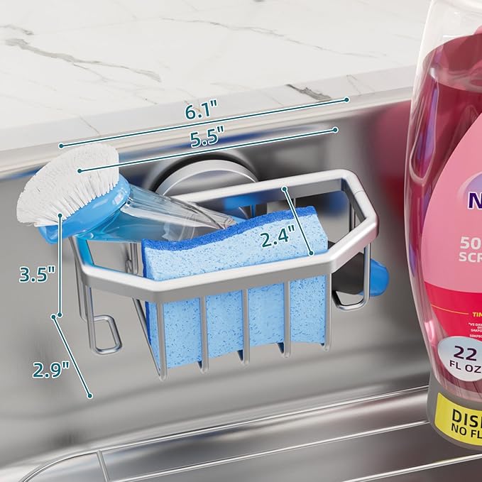 TAILI Sink Caddy with Strong Suction Cup, Sponge Holder - Image 3