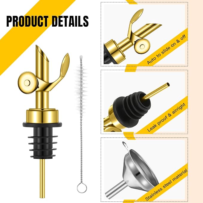 Tioncy 4 Pieces Weighted Stainless Steel Pourers Olive Oil Spout Olive Oil - Image 3
