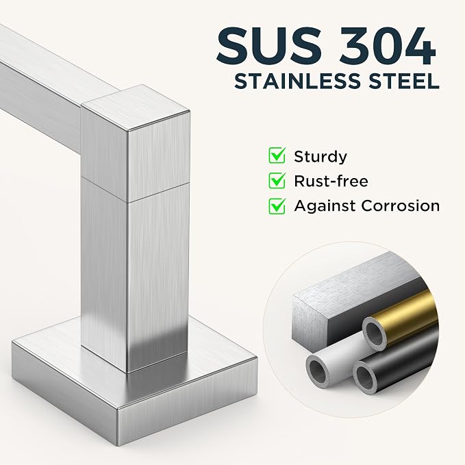 FORIOUS Toilet Paper Holder and Hand Towel Ring Set, SUS 304 Stainless Steel - Image 6