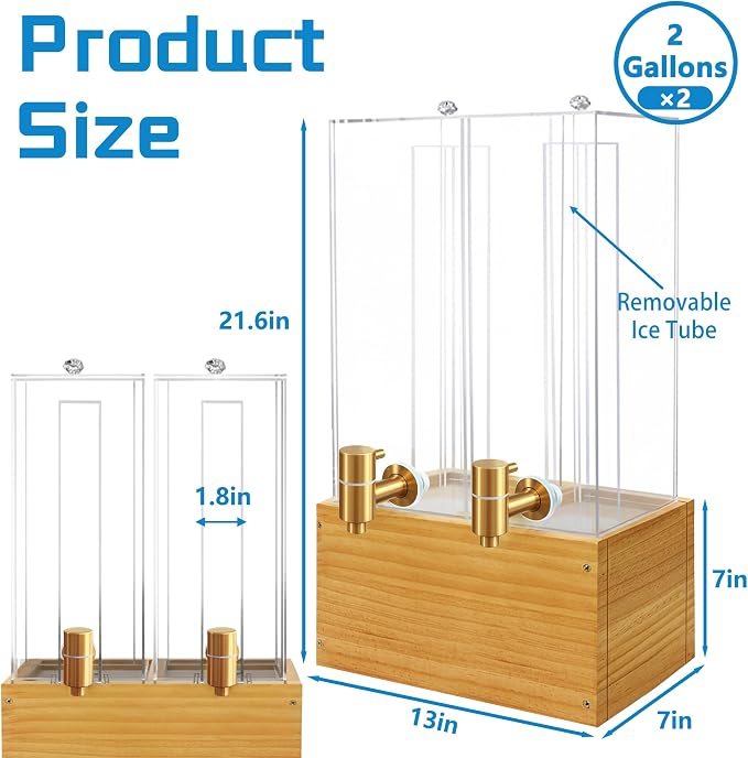 2 Pack 2 Gallon Large Drink Dispenser, Drink Dispenser - Image 3