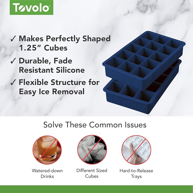 Tovolo Silicone Ice Cube Tray Deep Indigo Pack of 2 BPA Free Ice Tray Mold - Image 3
