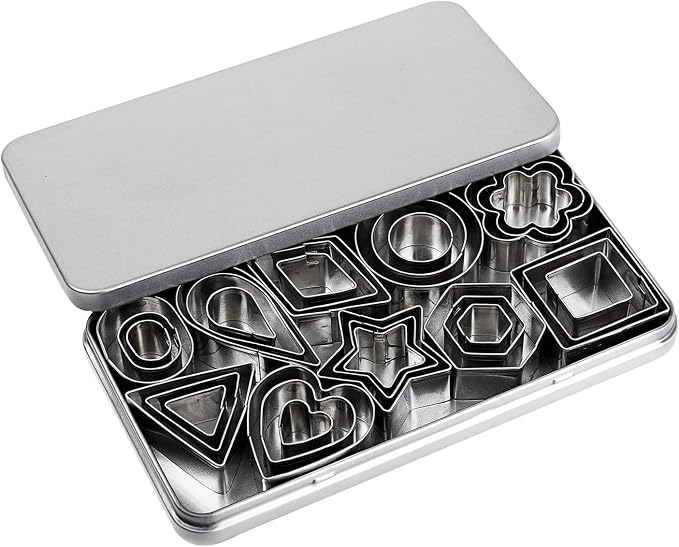 Mini Cookie Cutter Set, 30 Tiny Stainless Steel Cookie Stamps of Rectangle by GELIFATLE