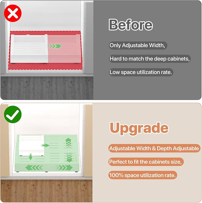 2 Pack Pull out Cabinet Organizer, Width Depth, - Image 3