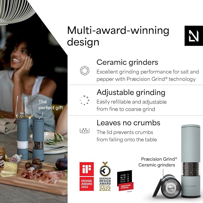 LARS NYSØM Salt and Pepper Grinder Set Manual, Stainless Steel Salt and Pepper - Image 2