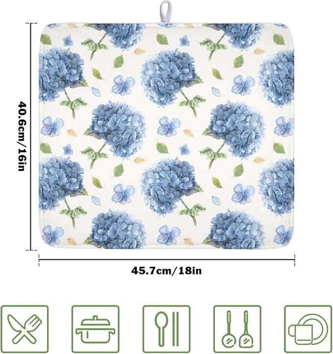 Spring Summer Hydrangea Dish Drying Mat - Image 2