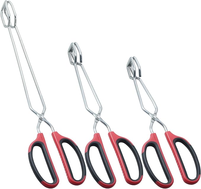 HINMAY Stainless Steel Kitchen Scissor Tongs Set by HINMAY