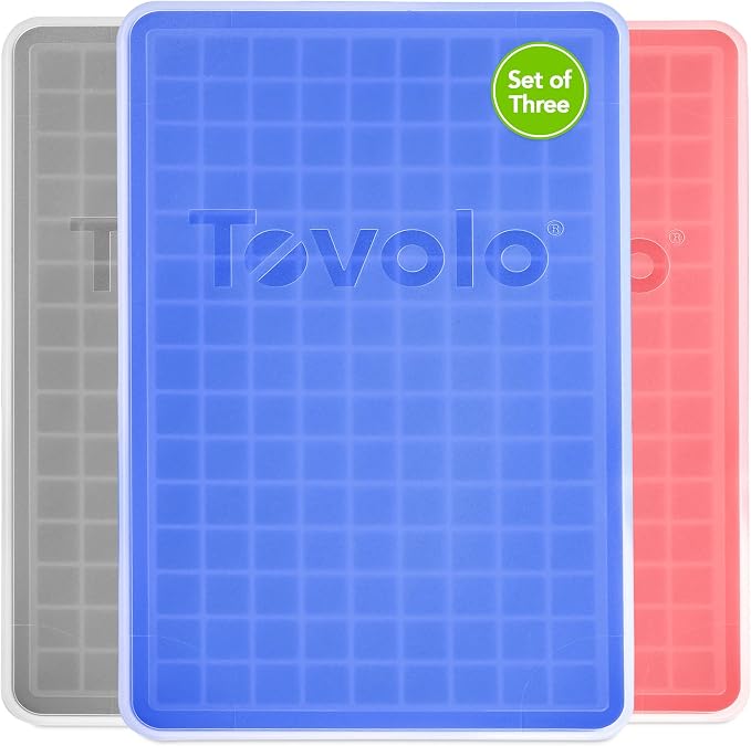 Tovolo Mini Ice Cube Tray with Lid Set of 3 Assorted Colors Small Ice Maker by Tovolo