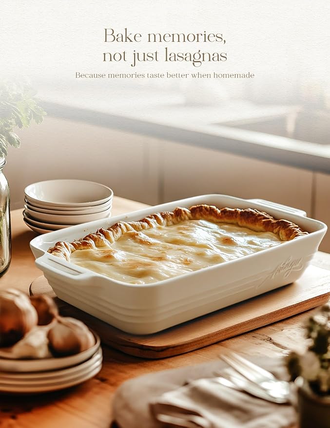 Casserole Dishes for Oven, 9x13 Ceramic Baking Dish, 4.2 Quarts Large Lasagna - Image 4