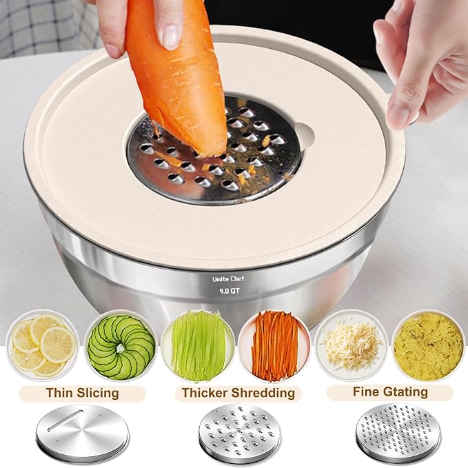 Umite Chef Mixing Bowls with Airtight Lids Set, Non-Slip Bottoms, 1.5QT - Image 8